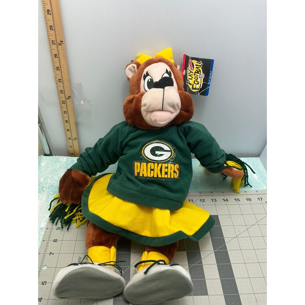 Vintage 1999 Nanco NFL Green Bay Packers Cheerleader Bear Plush 17 inch NWT